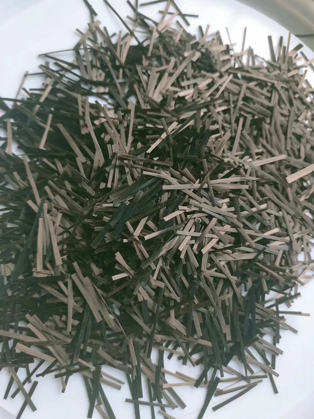 Close-up of chopped basalt reinforcement fibres